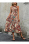 Women's Sleeveless Halter Neck Elastic Waist Digital Print Single Jersey Long Dress - 4
