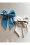 Set of 2 Velvet Bow Hair Clips - 8 cm Automatic Clip-On - 2