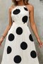 Women's Sleeveless Halter Neck Elastic Waist Digital Print Single Jersey Long Dress - 2