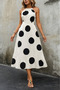 Women's Sleeveless Halter Neck Elastic Waist Digital Print Single Jersey Long Dress - 3