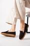 Retes Genuine Leather Women's Shoes with Sole Inserts and Side Pieces, Brown Suede - 3