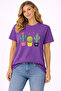 Oversize T-Shirt Cactus Printed 100% Cotton T-Shirt Comfortable Fit
