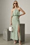Halter Neck Slit Patterned Long Dress - 1019 - 6