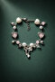 Pink Beaded Bow & Heart Charm Bracelet with Pearls