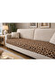 Brown Leopard Pattern Plush for 3-Seater Sofa (1 Piece) 80*190cm (Beige) Only Seat Cover Bedspread - 3