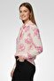 Women Pointed Collar Long Sleeve Allover Print Shirt, Multicolor - 4