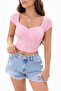 Gathered Front Crop Blouse with Scallop Detail - 2