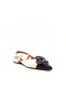 Genuine Leather Beige Black Slingback Women's Ballerinas - 3
