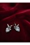 Zircon Stone Heart Ribbon Model Dangle Silver Color Steel Earrings - Tarnish Resistant - 3