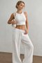 Women's Black Gofre Breathable Fabric Summer Loose Spanish Flare High Waist Casual Loose Pantalon - 2