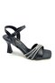 Mehtap Three Stripe Stone 8 cm Heeled Women's Evening Dress Shoes Black
