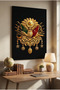 Ottoman State and Tuğra Coat of Arms Gold Foil Look Black Background Decorative Canvas Painting - 4