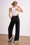 Women's Black Gofre Breathable Fabric Summer Loose Spanish Flare High Waist Casual Loose Pantalon - 4
