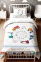 Cheerful Vehicles Crossing Patterned Single Baby Kids Bedding Set - 2
