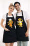 Kitchen Apron Set of 2 Stain-Resistant Water-Repellent Fabric Fade-Resistant Print Chef Golden Double Kitchen Apron - 2