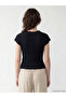 Xside black bicycle collar ruffled textured blouse - 3