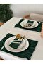 4 Pieces Mossy Linen Lace Detailed 2-Compartment Spoon Holder / Napkin Holder - 3