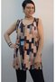 Black Latte Blue Mink Patterned Thick Strap Combed Viscose T-Shirt