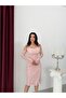 Powder Lace Embroidered Stone Detailed Midi Evening Dress - 3
