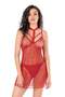 Women's, red, short tulle nightgown