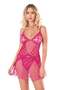 Women's fuchsia short tulle nightgown - 2