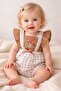 Baby Girl Mushroom Embroidered Lace Detailed Ruffle Strap Jumpsuit