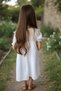 Girl's White Linen Embroidered New Season Holiday Dress - 2