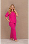 New Season Women's Pink Full Button Design Short Sleeve Summer Plus Size (Oversize) Pajama Set - 5