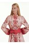 Linen Fabric Model Lace Detailed Dress (Belt Included)-Red-2680 - 5