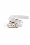 Women's White Thin Belt – with Oval Gold Buckle - 4