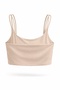 Women's Beige Lightly Supported Thin Double Strap Padded Sports Bra Bustier - 3