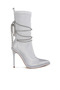 Women Rhinestones Strap Satin Calf Boots in Silver - 2