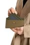 Women's Zippered Portfolio Wallet Card Holder Textured Vegan Faux Leather - Medium Size