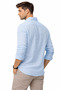 Blue Men's Half Oversize Linen Shirt – Relaxed Fit, Breathable Summer Fabric - 4