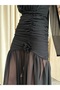 Black Rose Detailed Chiffon Dress - 2485 - 3