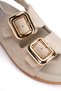Women's Genuine Leather Velcro Detailed Sandals 6350 Beige Suede - 4