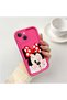 iPhone 15 Compatible Pink Red Silicone Case Shockproof Camera Protection - 3