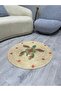 Boho 998 Jute Turtle Patterned Round Natural Color Double Sided Jute Made with Natural Yarn - 3