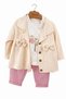Bow Detailed Muslin 3-Piece Baby Set – Cream/Powder (Cotton)