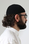 Amber Knitted Prayer Cap, Knitted Motif Prayer Cap Black - 6