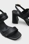 Women's Double Strap Gold Buckle Heeled Casual Sandals Ravello Black - 6