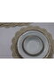 Beige Color Round Embroidered American Service Set, Plate Mat, Supla, Set of 6