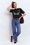 Women's Double Oversize T-Shirt Lingerie Sketch Blue Printed Black – Comfortable Fit, 100% Cotton - 3