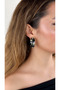 Geometric Patterned Black Half Hoop Earrings - 4