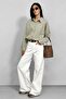 Pure Cotton Stand Collar Striped Shirt Sage Green - 4