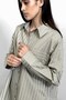 Pure Cotton Stand Collar Striped Shirt Sage Green - 8
