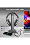 4-in-1 RGB Headset Stand with 15W Wireless Charger, USB-C & Dual USB-A, Fort-X - 3