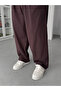Brown Cut-Off Leg Linen Textured Baggy Trousers Sw-1566 - 7