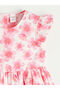 Pink Crew Neck Floral Girl's Dress - 2