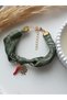 Chili Red Hot Pepper Clover Luck Scarf Bracelet Bandana Khaki Green Fabric Bracelet Handmade - 7